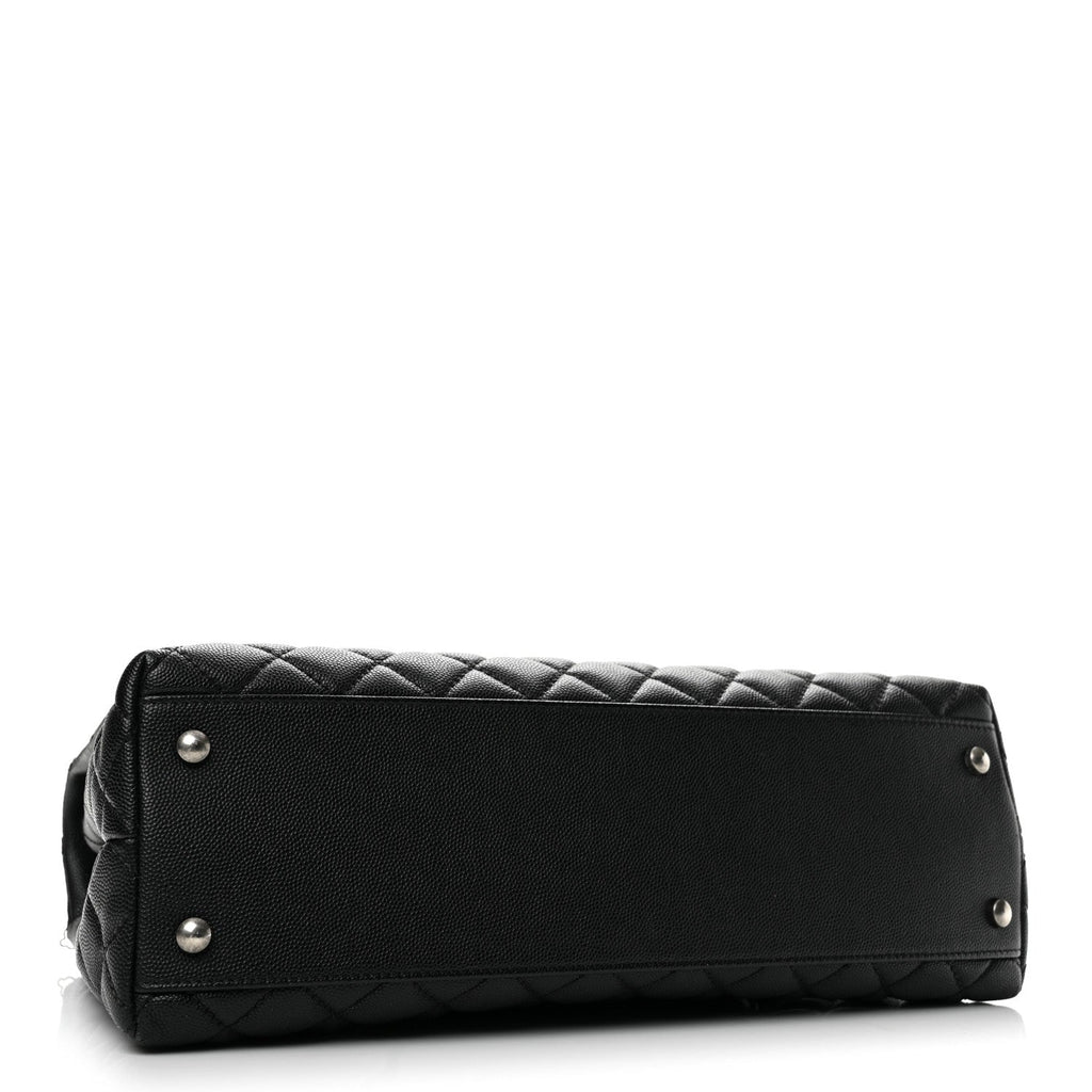 Caviar Lizard Quilted Medium Coco Handle Flap Black Khaki