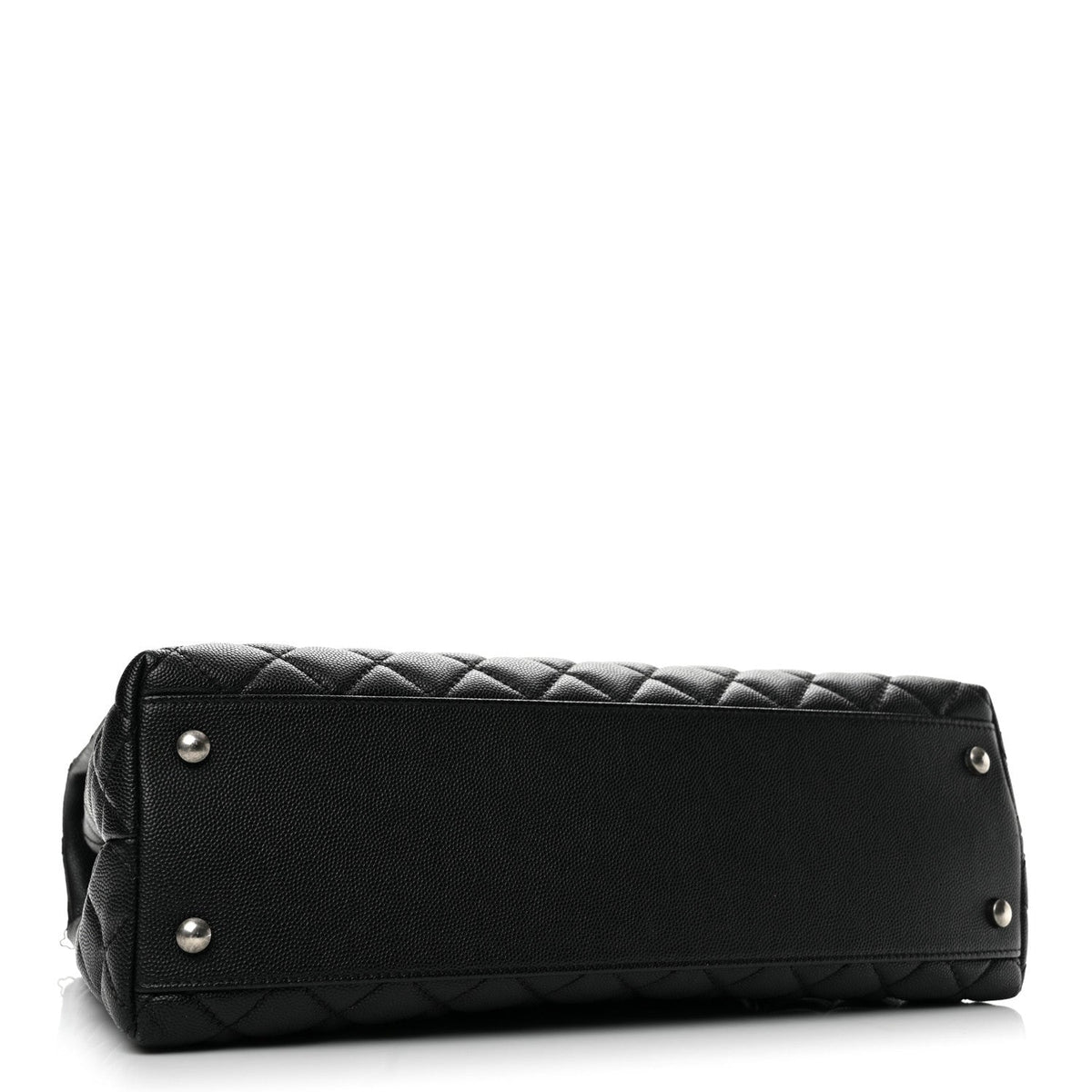 Caviar Lizard Quilted Medium Coco Handle Flap Black Khaki