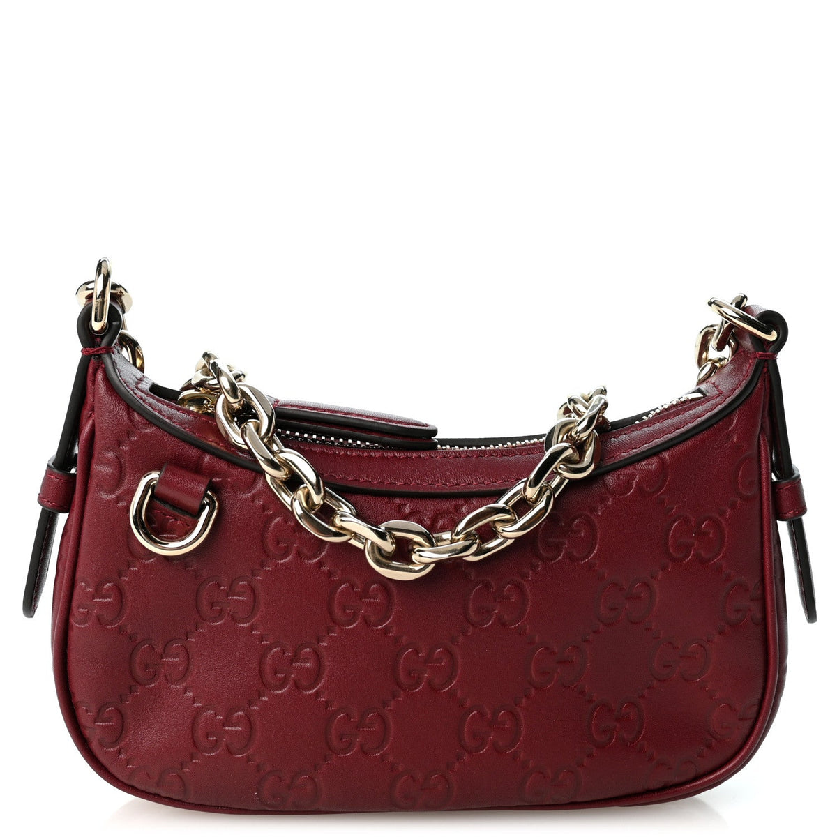 GG Calfskin Embossed Emblem Mini Shoulder Bag Rosso Ancora