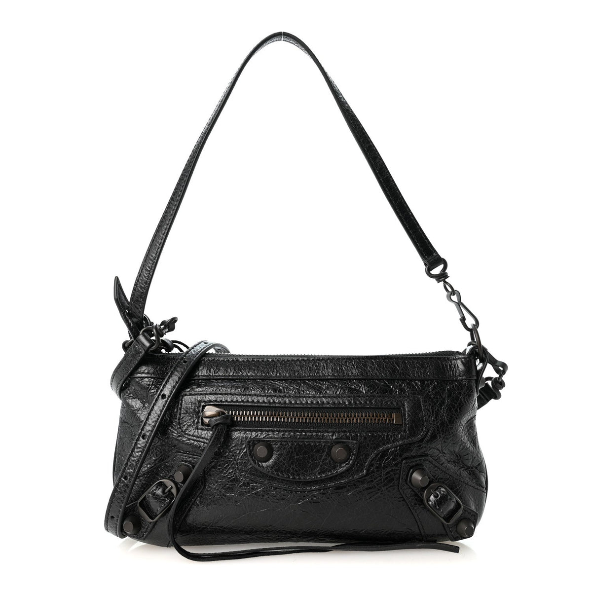 Agneau Arena Classic Hardware Le City Pouch On Strap Black