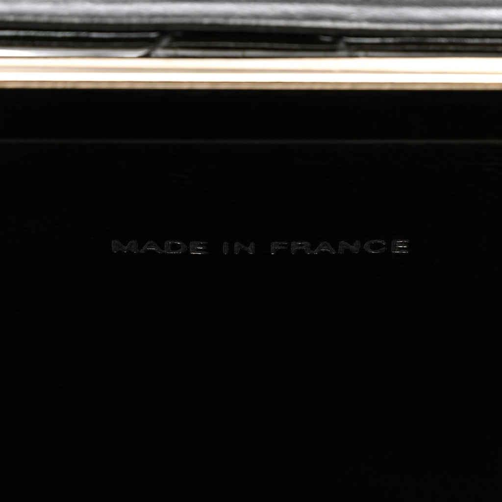 Patent Quilted Vanity Clutch Black