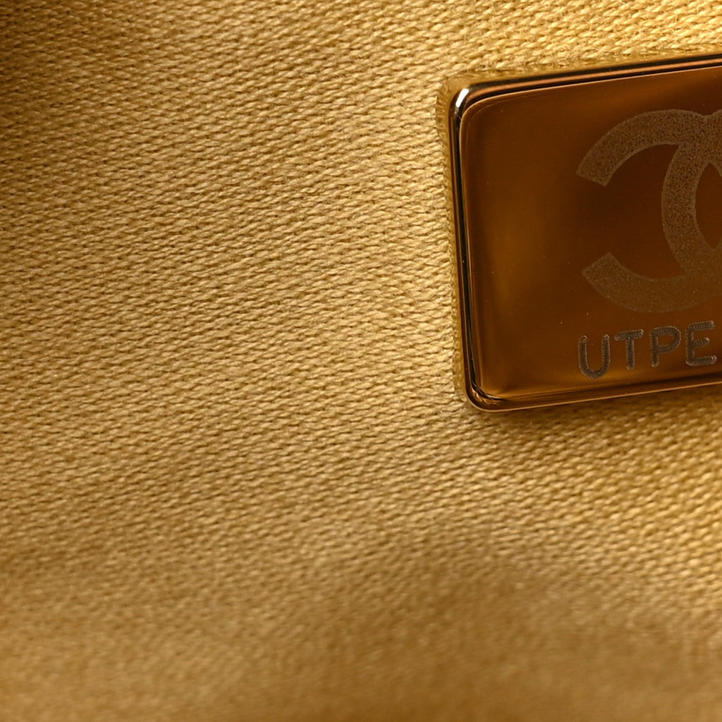 Metallic Caviar Quilted Small Chanel 25 Handbag Gold
