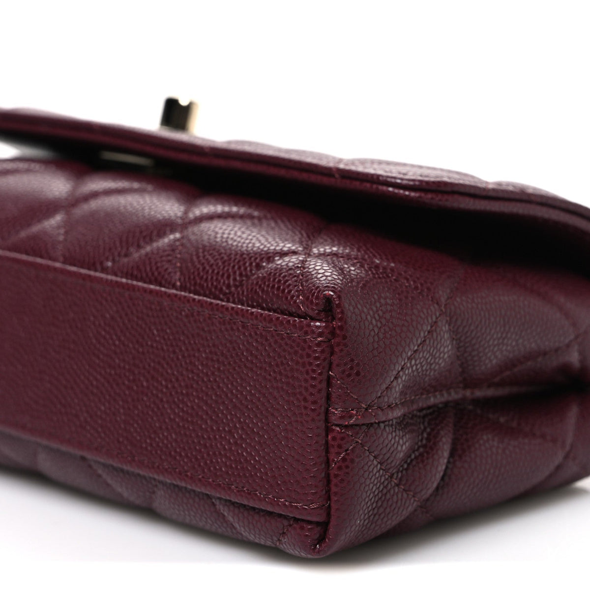 Caviar Quilted Coco Handle East West Clutch With Chain Dark Burgundy