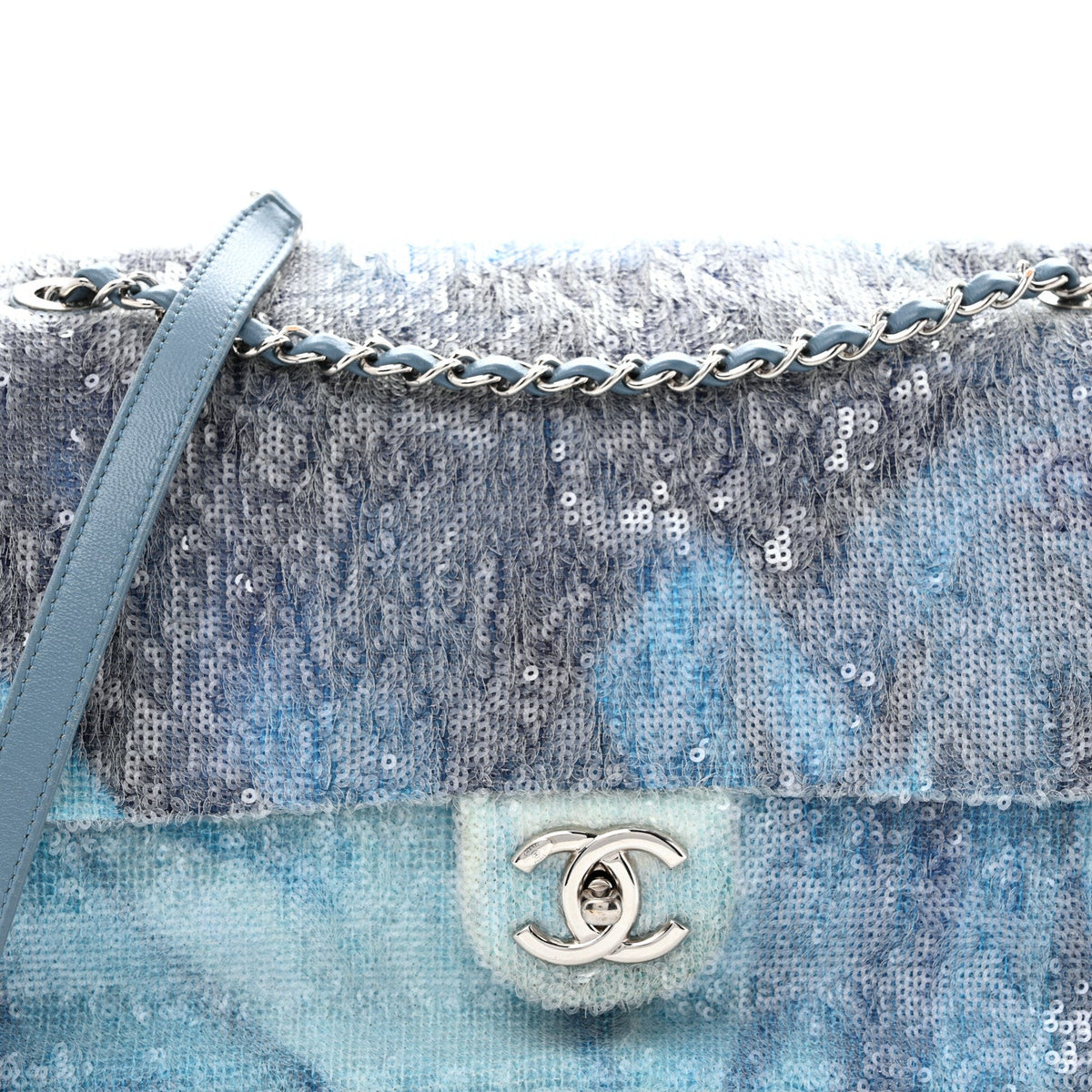 Sequin Large Waterfall Flap Light Blue