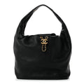 Calfskin Quilted Maxi Hobo Black