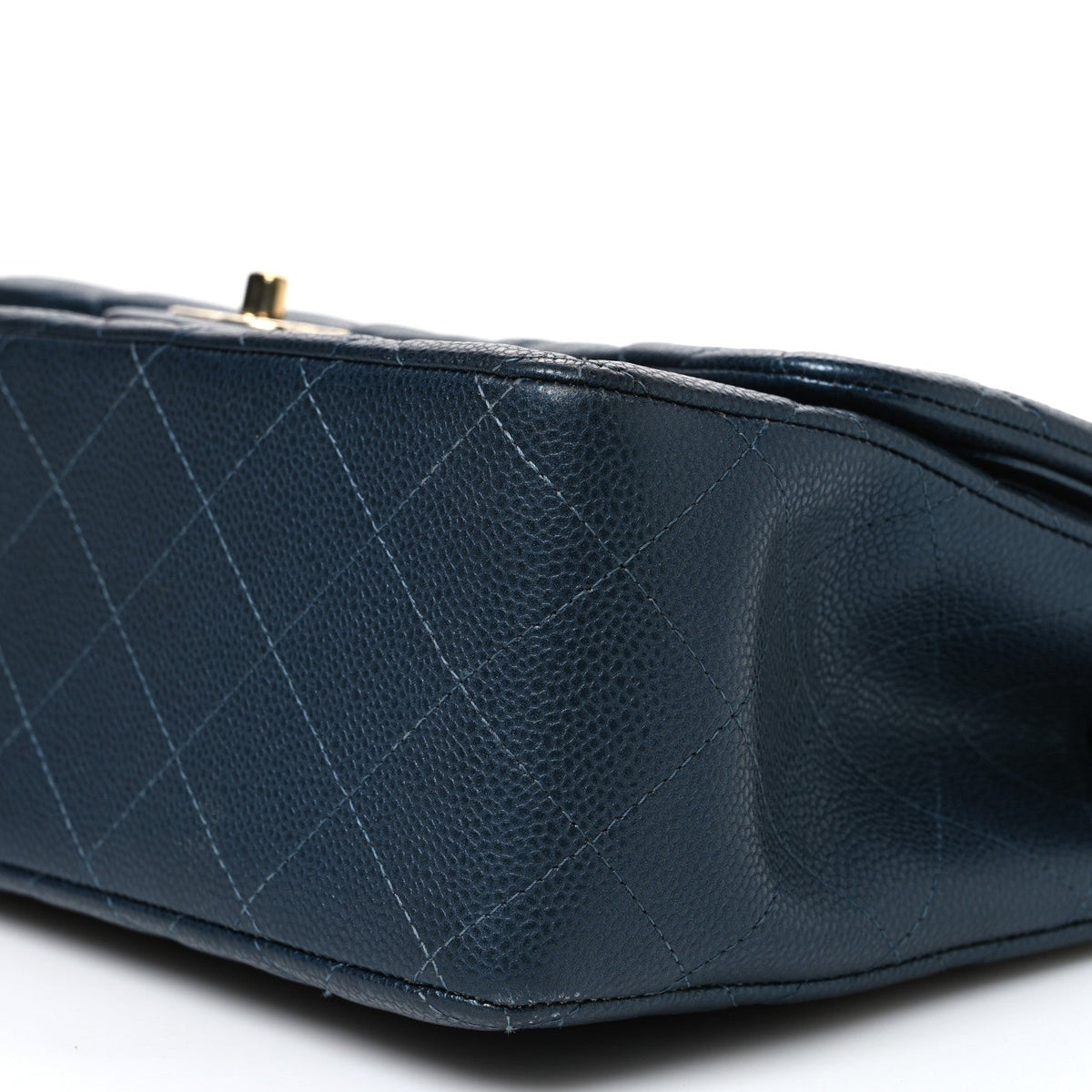 Metallic Caviar Quilted Jumbo Double Flap Blue
