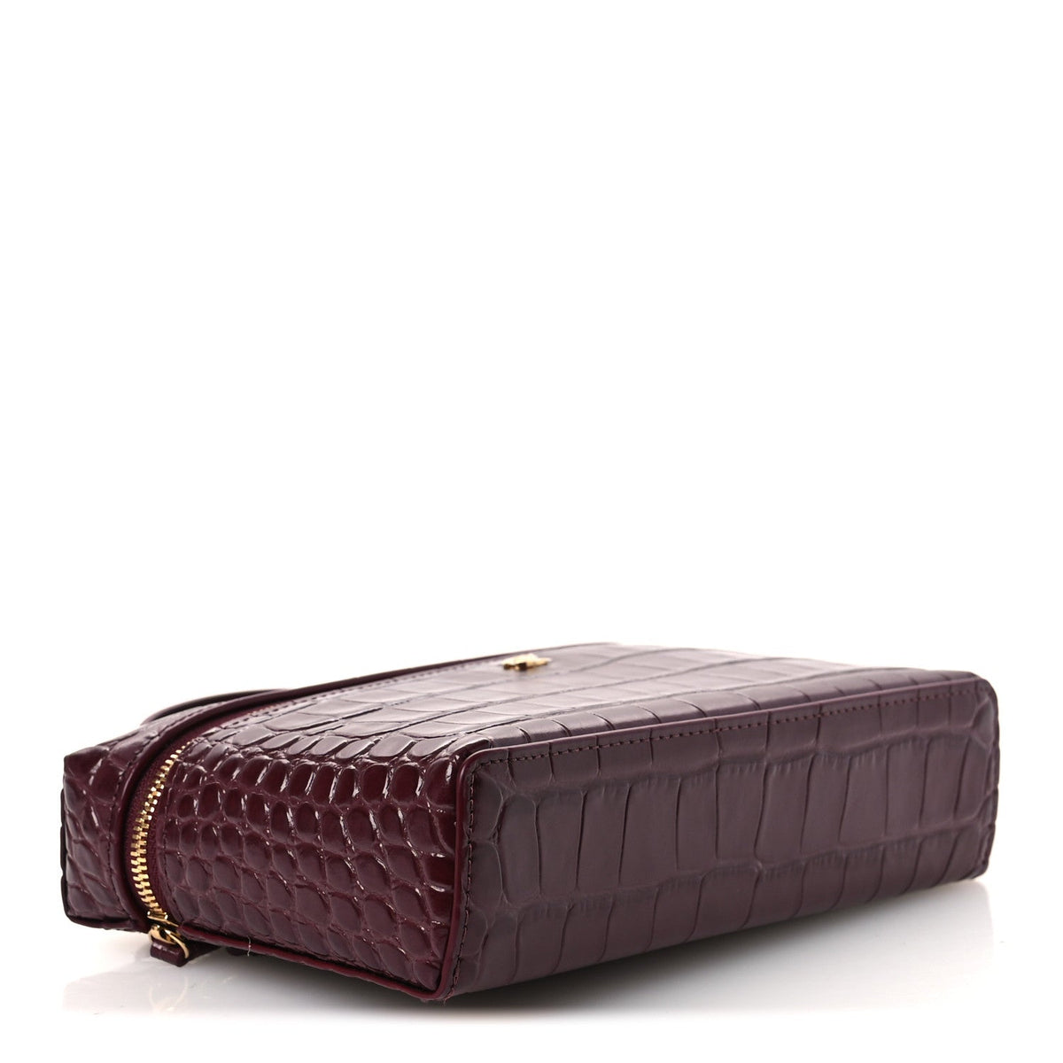 Calfskin Crocodile Embossed Crococo Exoticoco Vanity With Chain Dark Burgundy