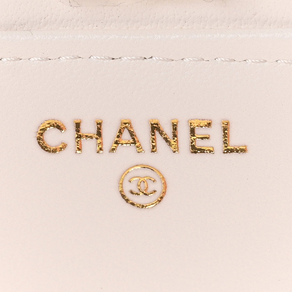 Lambskin Quilted Resin CC Mini Flap Bag White Black