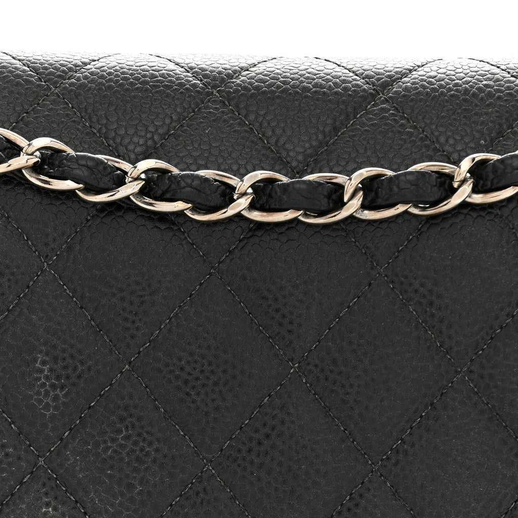 Caviar Quilted Medium Double Flap Black
