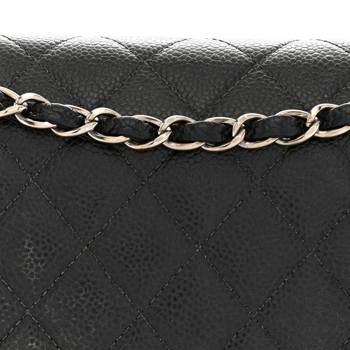 Caviar Quilted Medium Double Flap Black