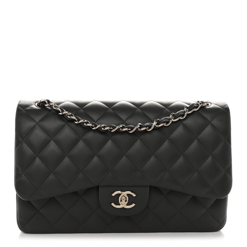 Lambskin Quilted Jumbo Double Flap Dark Grey