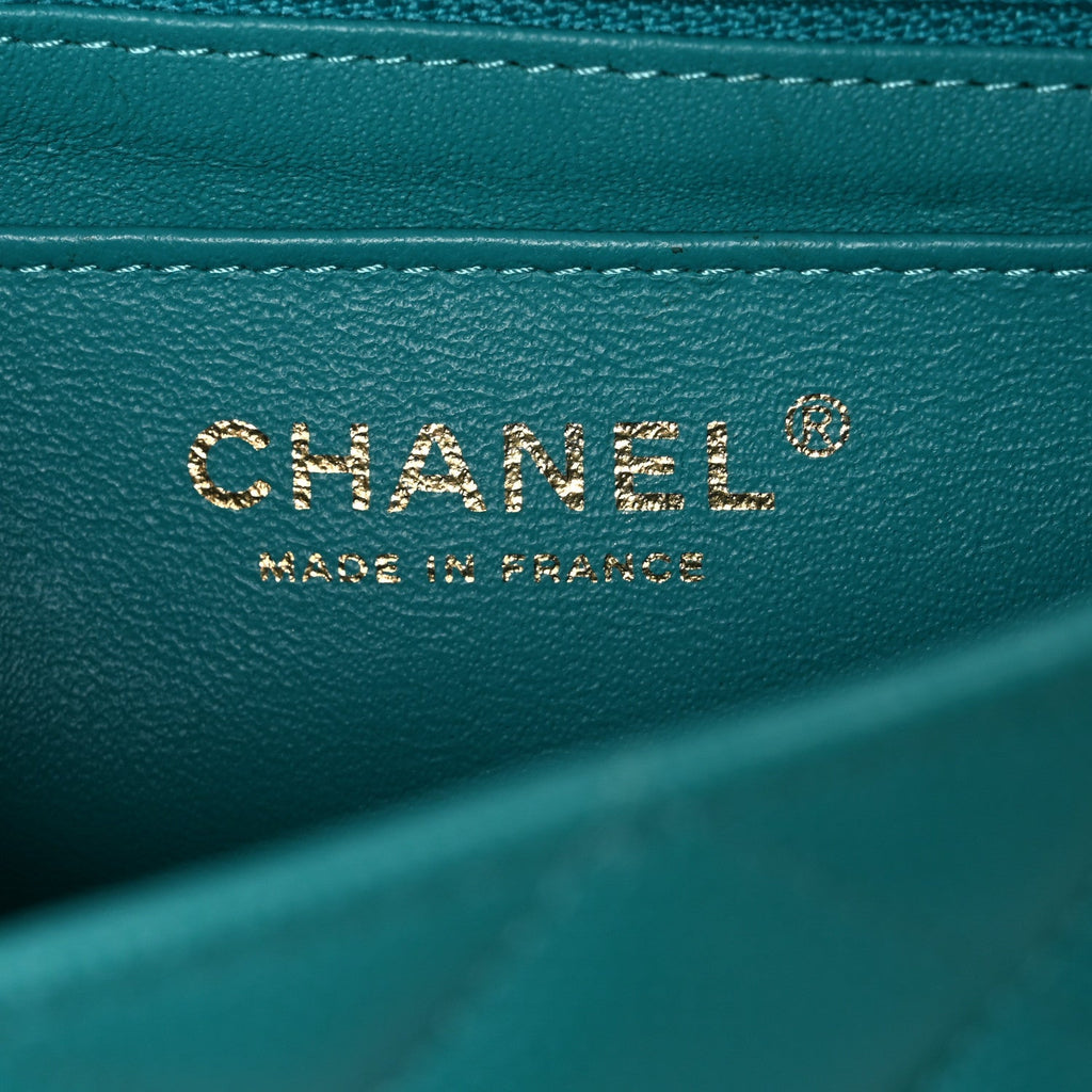 Caviar Quilted Mini Rectangular Flap Blue