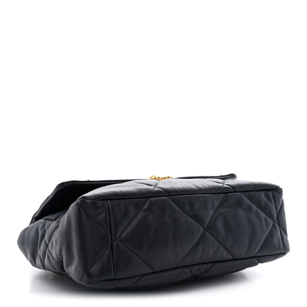 Goatskin Quilted Large Chanel 19 Flap Navy Blue