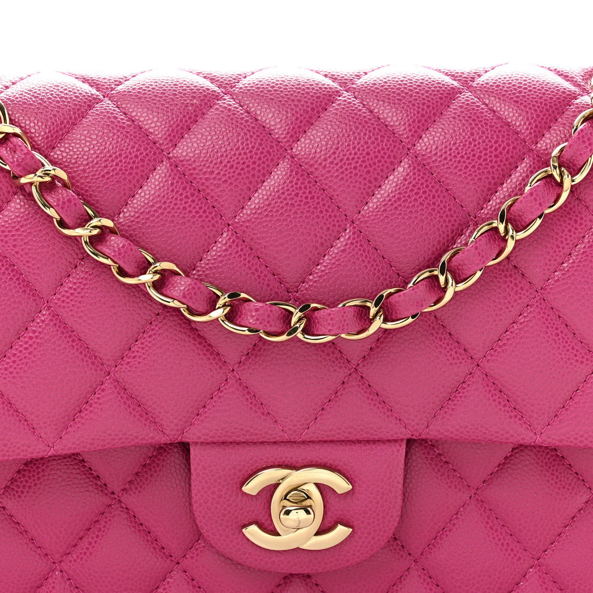 Caviar Quilted Medium Double Flap Purple