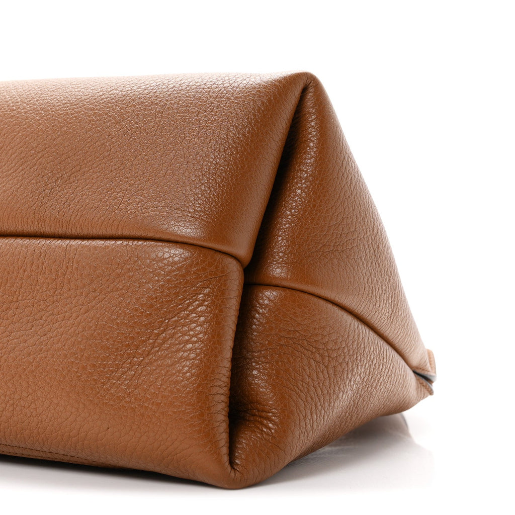 Grained Calfskin Softbit Medium Shoulder Bag Brown