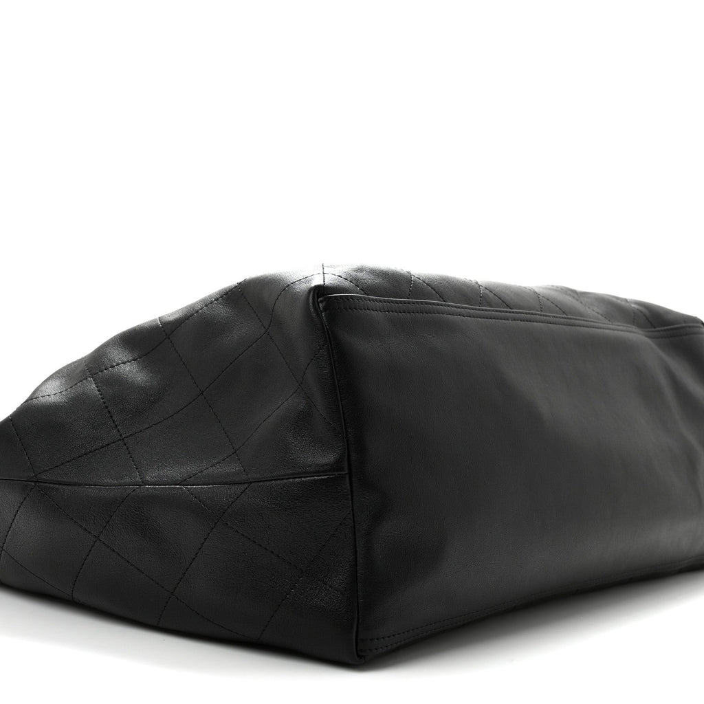 Lambskin Quilted Neo Cabas Shopping Tote Black