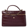 Calfskin Crocodile Embossed Crococo Exoticoco Vanity With Chain Dark Burgundy