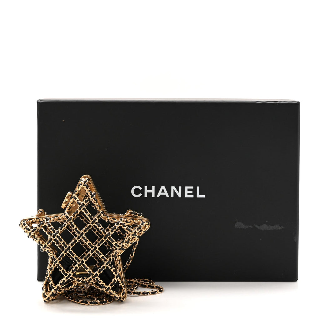 Metal CC Star Minaudiere Crossbody Gold Black