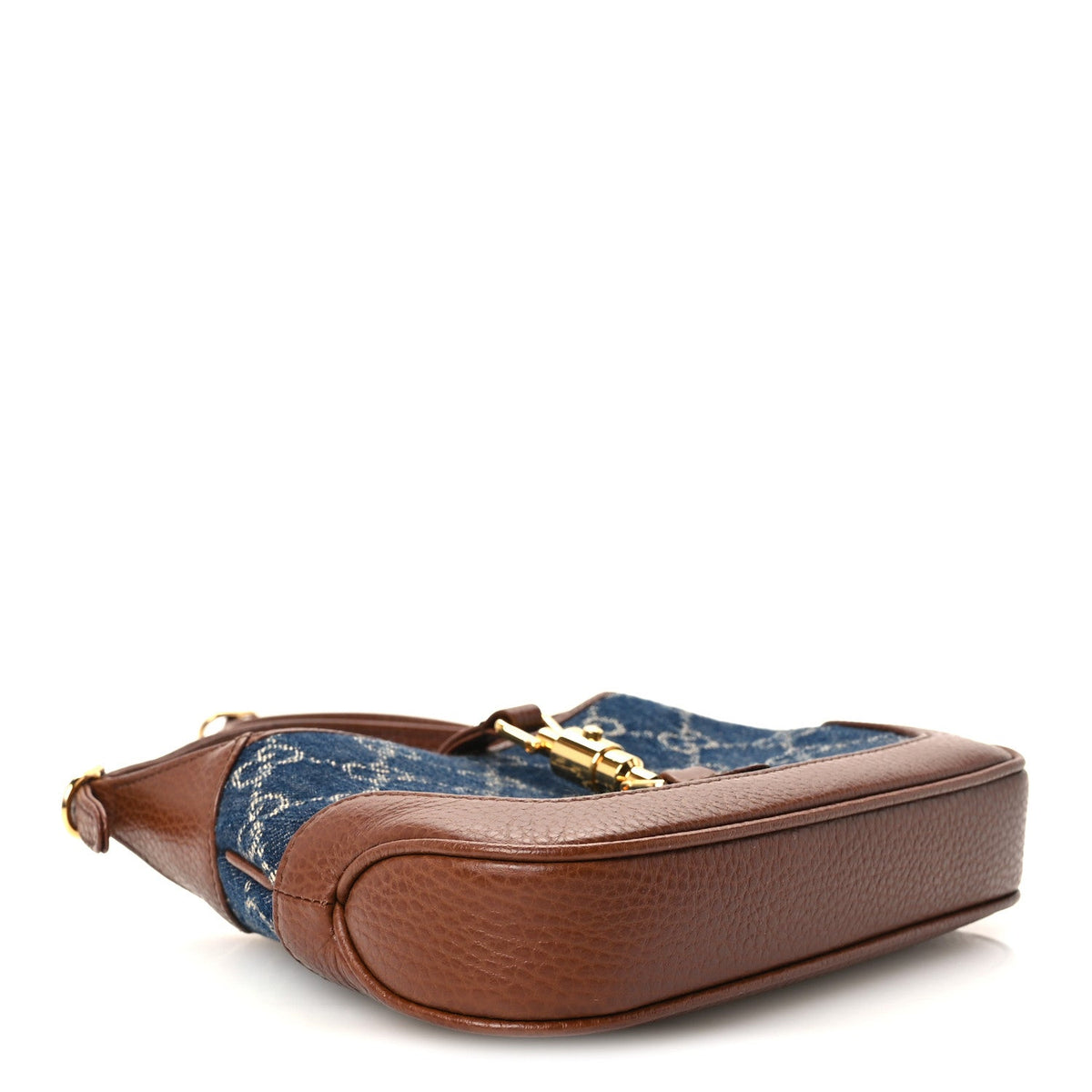 New Denim GG Monogram Calfskin Mini Jackie 1961 Hobo Blue Tea Cuir