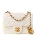 Lambskin Quilted Mini Pearl Crush Flap White