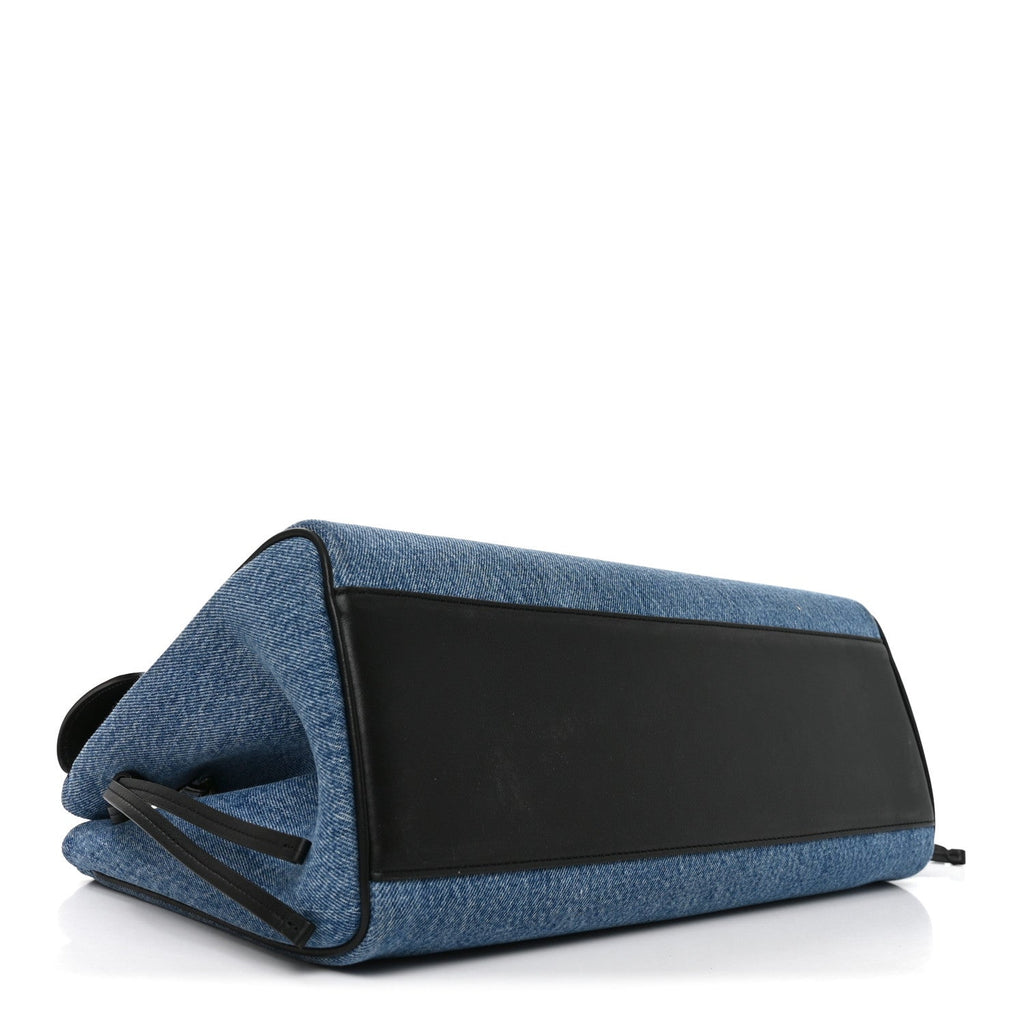 Denim Calfskin Urban Essentials Shopping Bag Blue Black