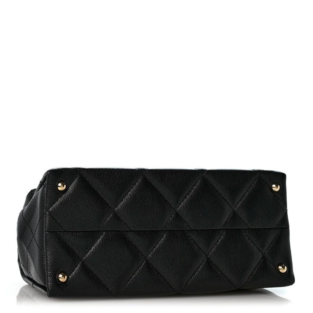 Caviar Quilted Mini Retro Twist Top Handle Flap Black