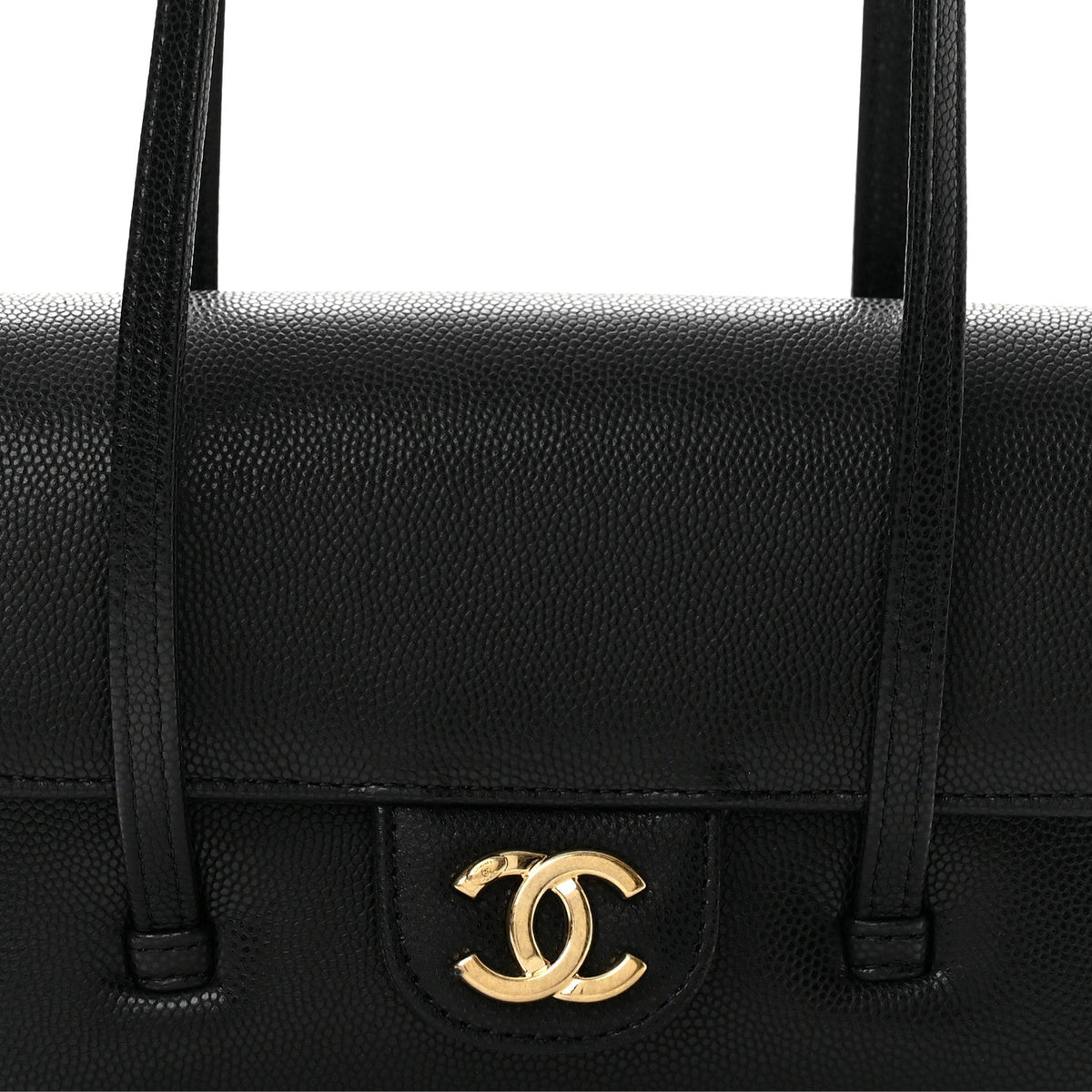 Shiny Caviar Mini Preppy Coco Shoulder Bag Black