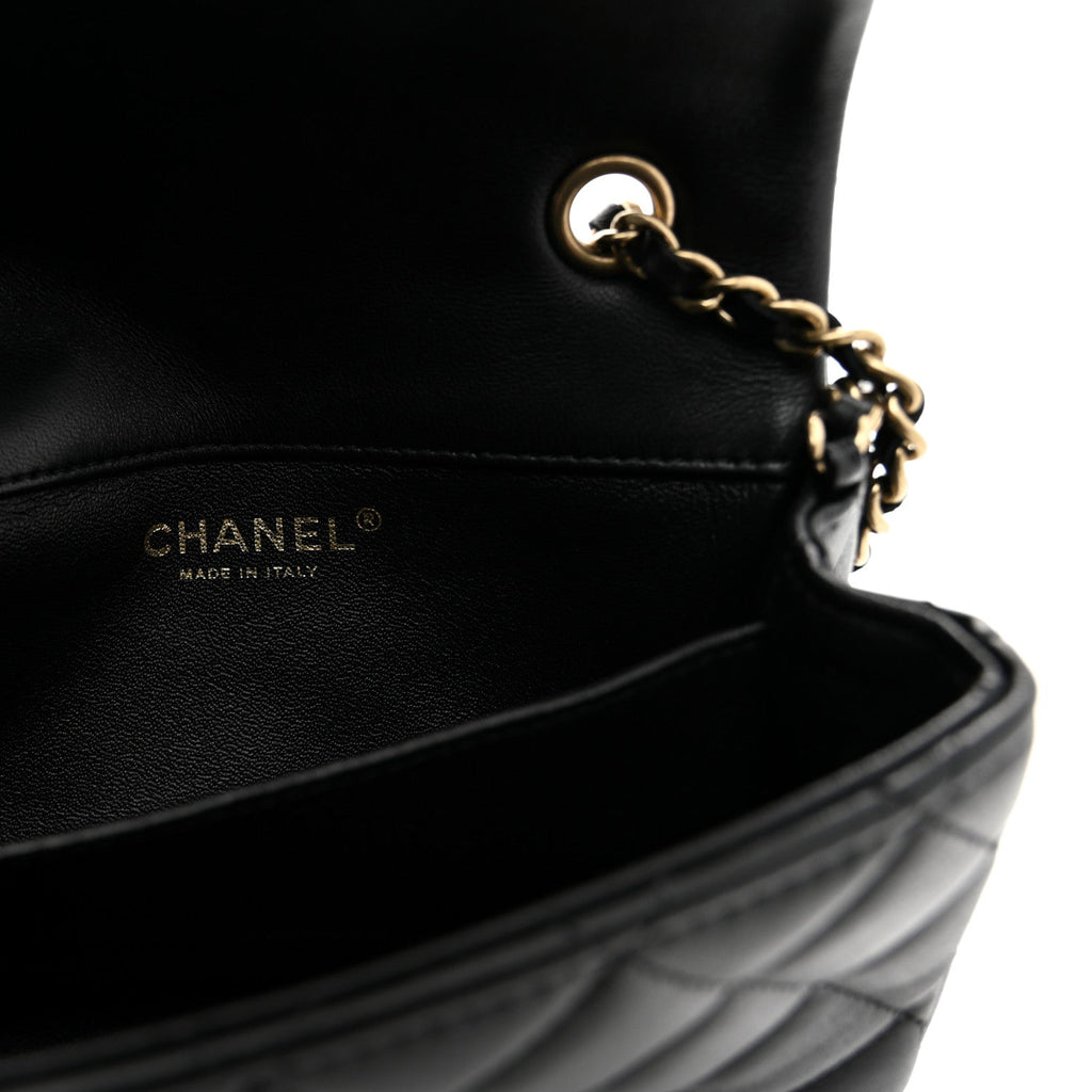 Lambskin Quilted Extra Mini Flap Black