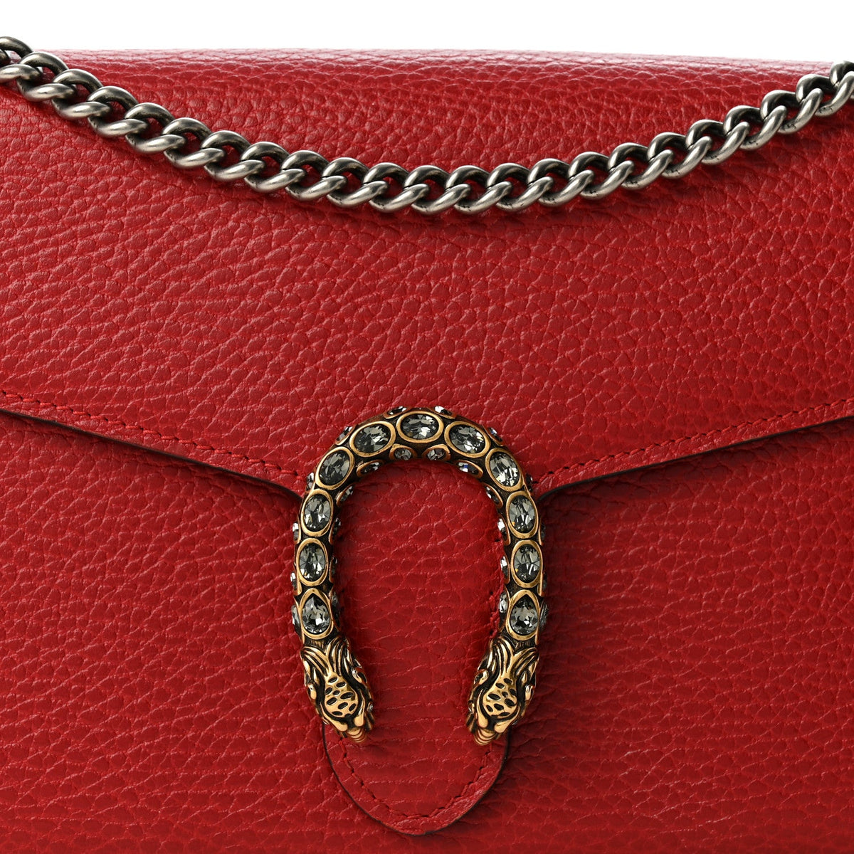 Calfskin Mini Dionysus Chain Wallet Hibiscus Red