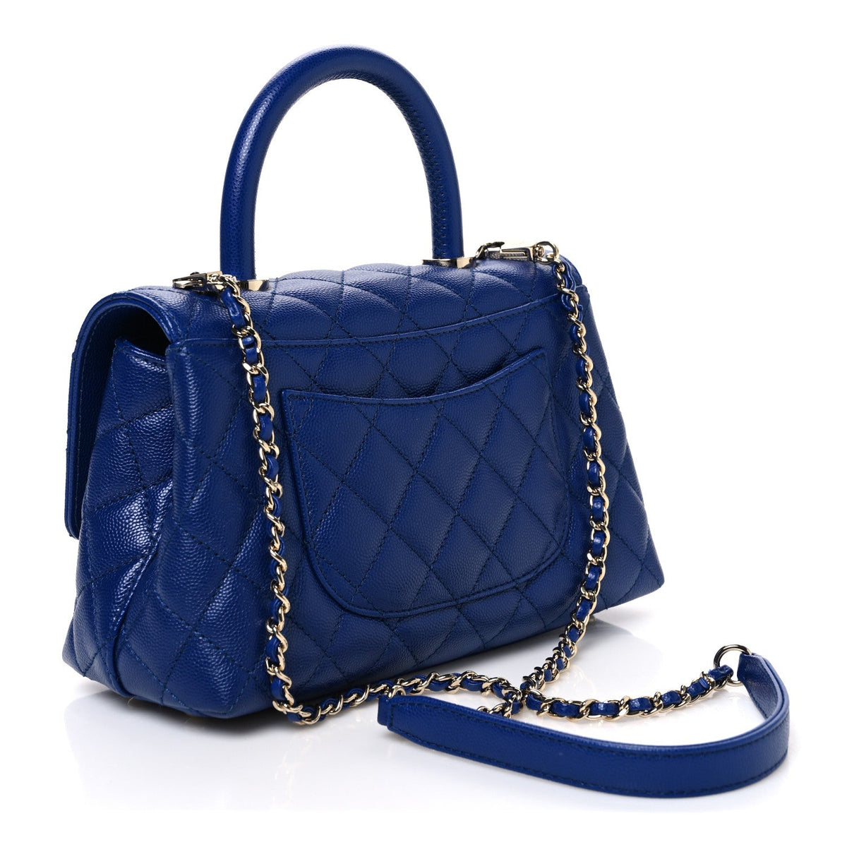 Caviar Quilted Mini Coco Handle Flap Blue