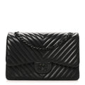 Lambskin Chevron Quilted Jumbo Double Flap So Black