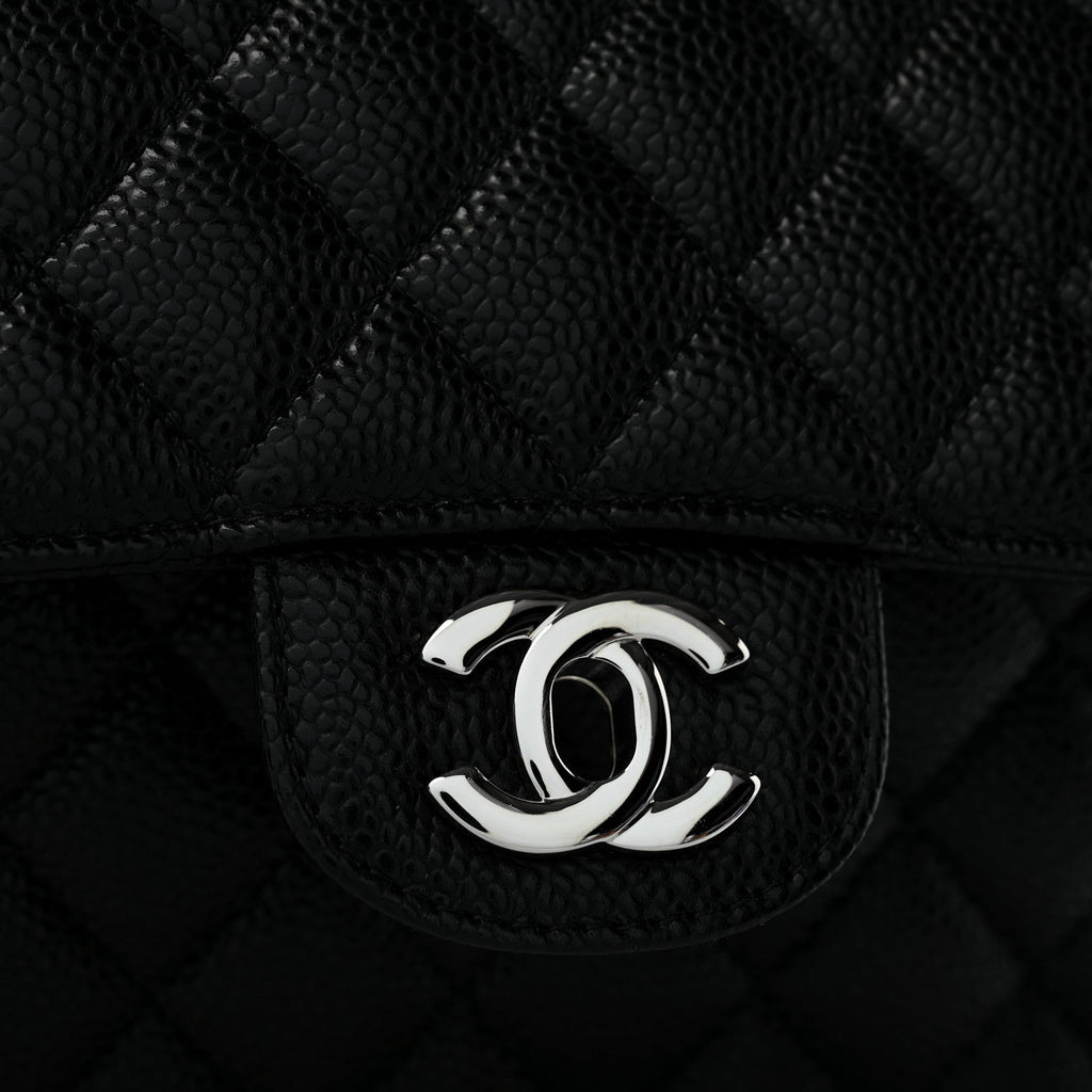 Caviar Quilted Small Double Flap Black