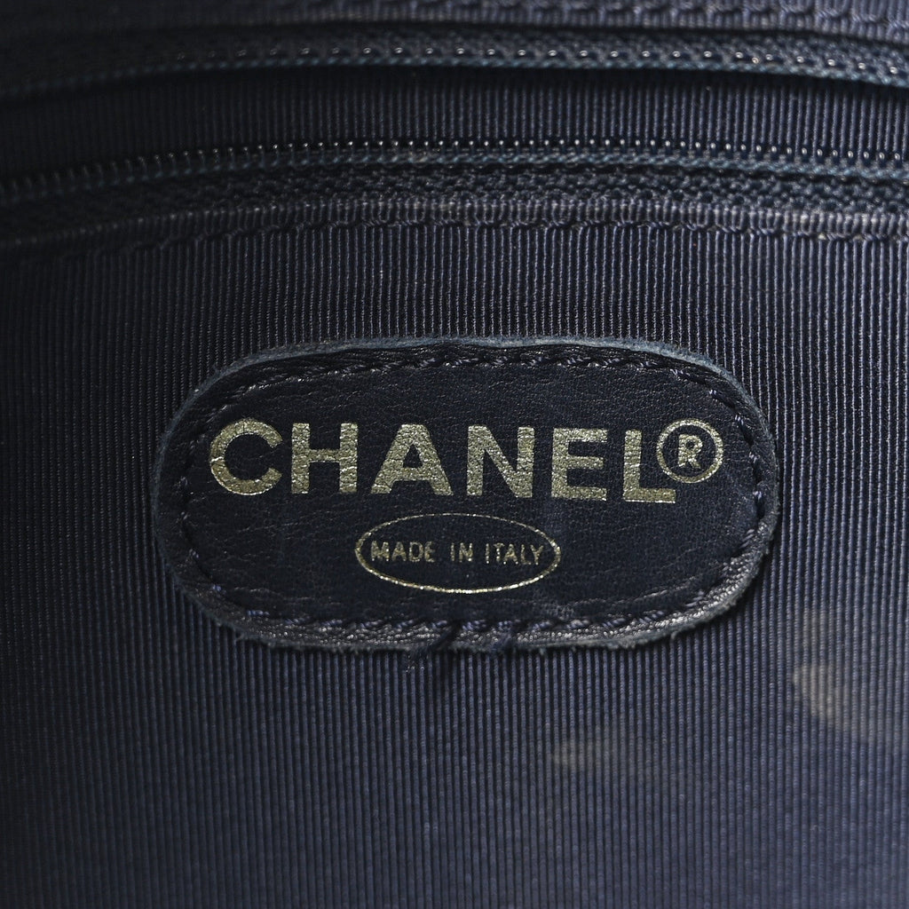 Denim Quilted CC Chain Tote Blue