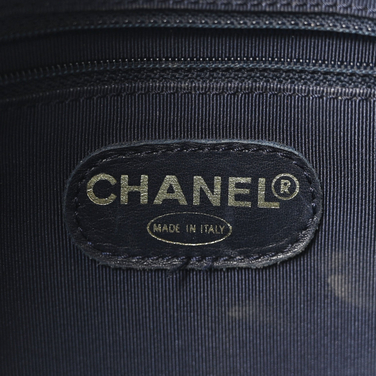 Denim Quilted CC Chain Tote Blue