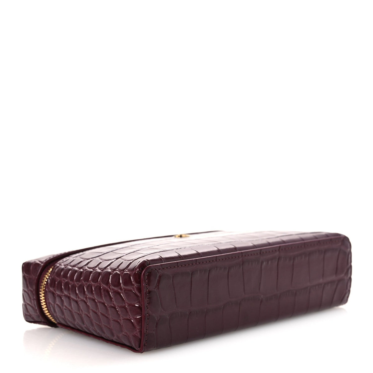 Calfskin Crocodile Embossed Crococo Exoticoco Vanity With Chain Dark Burgundy