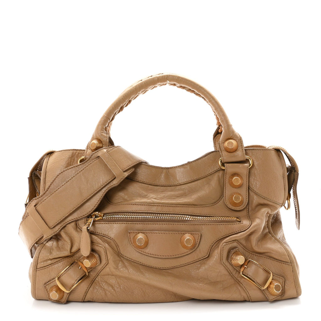 Agneau Giant 21 Gold Hardware City Beige Nougatine