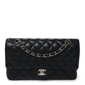 Caviar Quilted Medium Double Flap Black