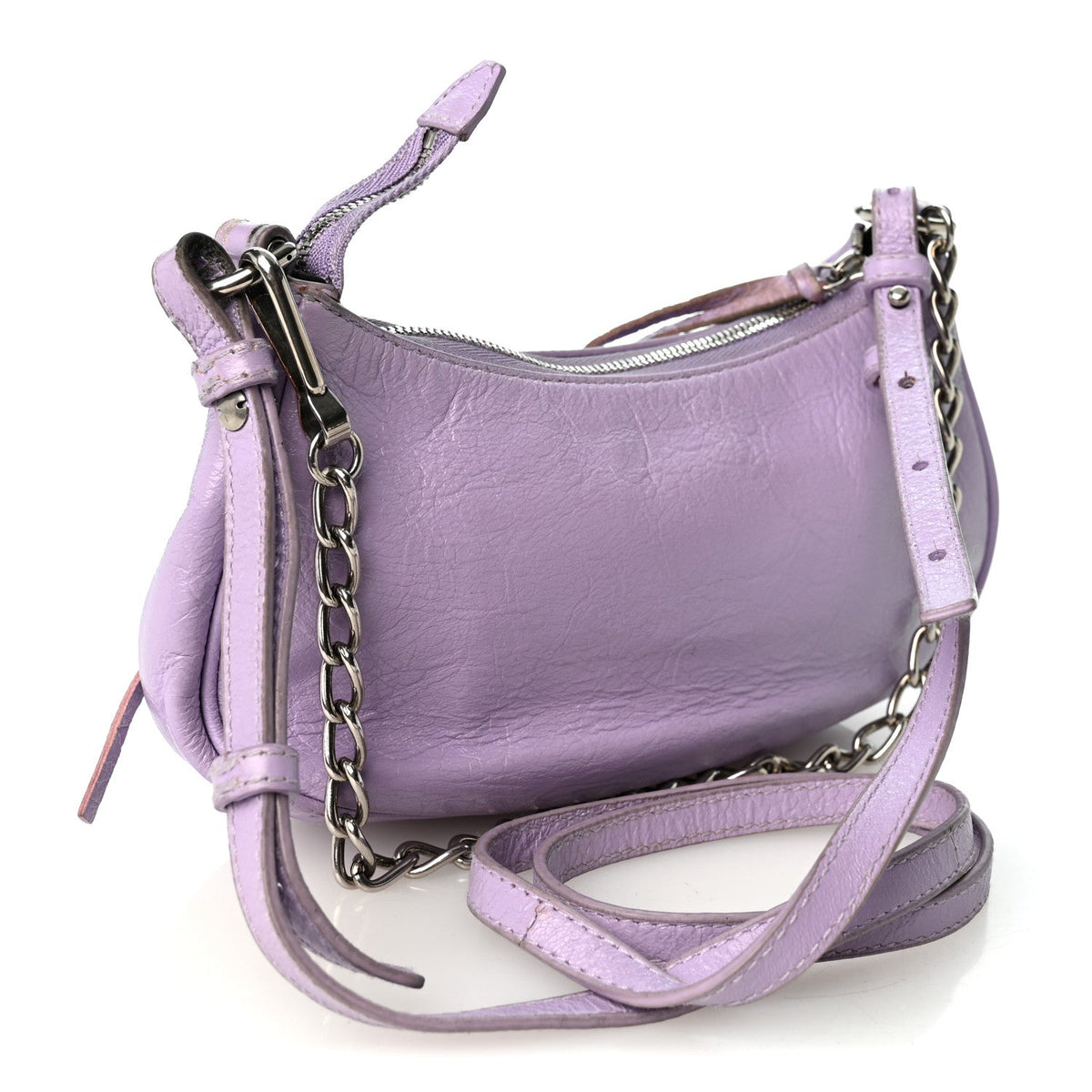 Agneau Arena Le Cagole Mini Purse With Chain Lilac
