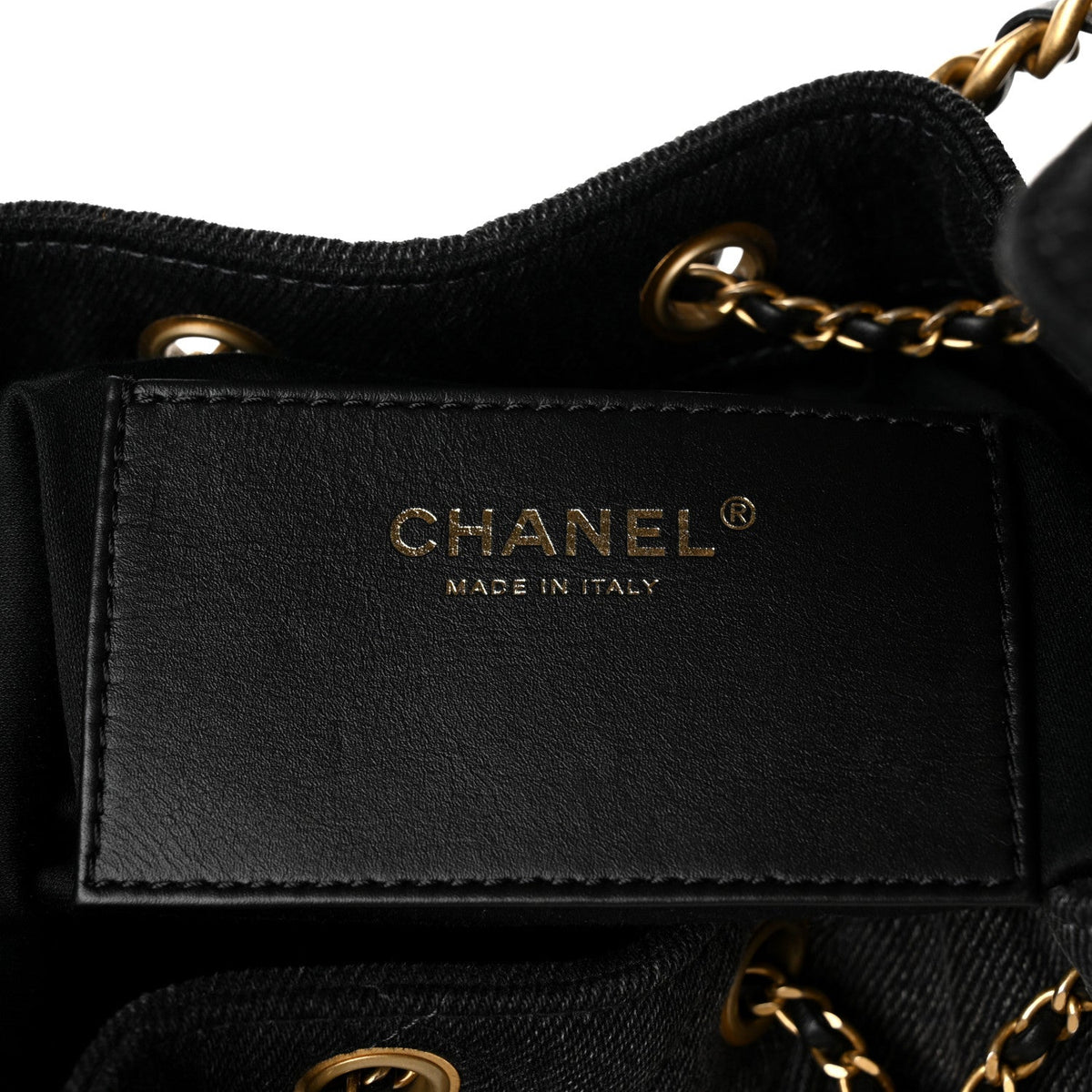 Washed Denim Quilted Small Chanel 25 Handbag Black