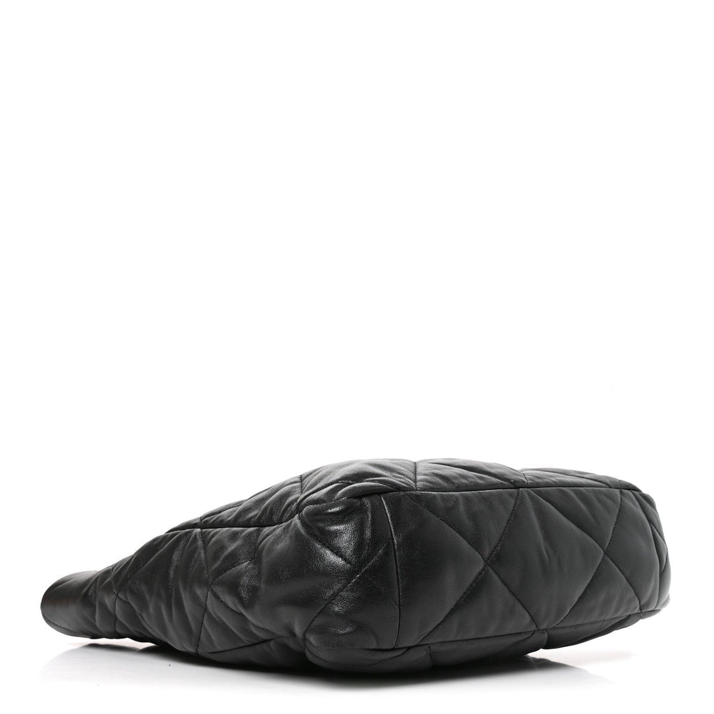Lambskin Quilted Large Chanel 19 Shopping Tote Black