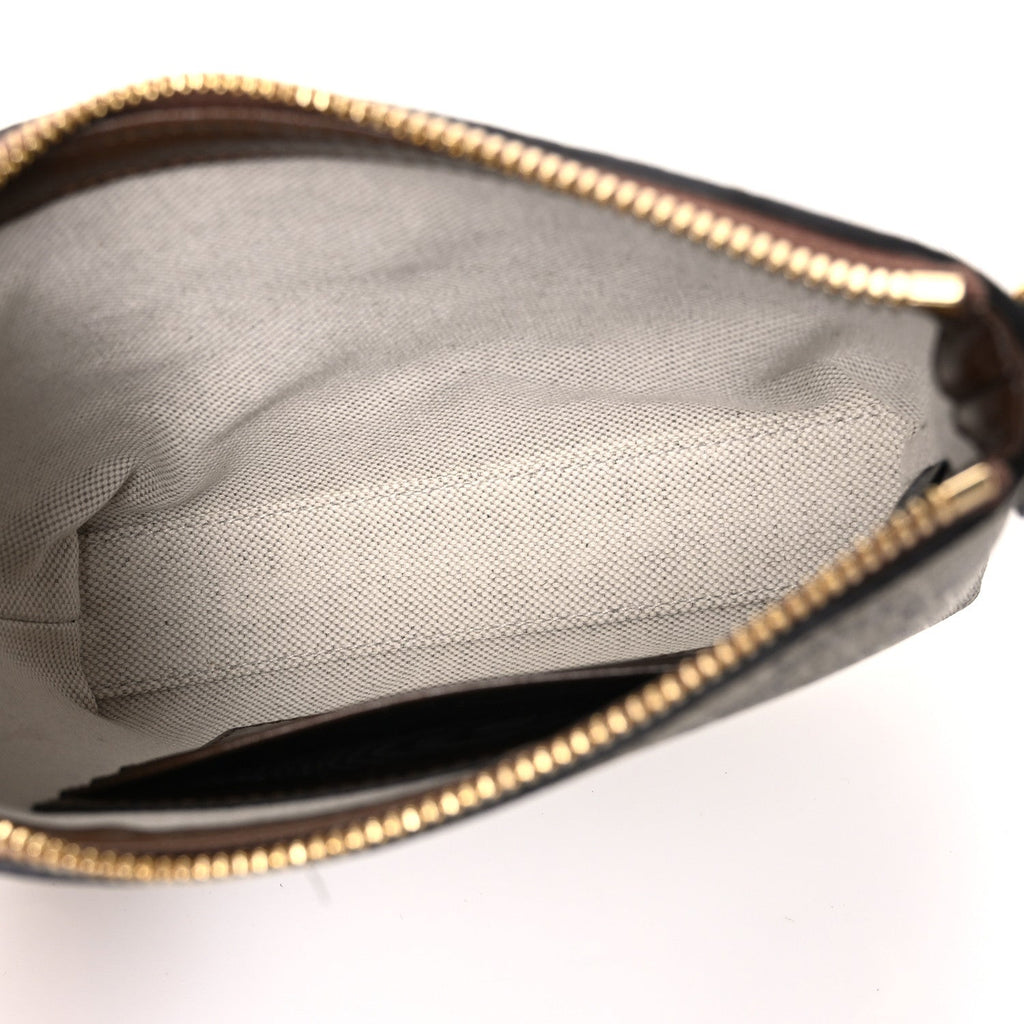 GG Supreme Monogram Azalea Calfskin Small Retro Interlocking G Wristlet Messenger Bag Beige Ebony Brown Sugar