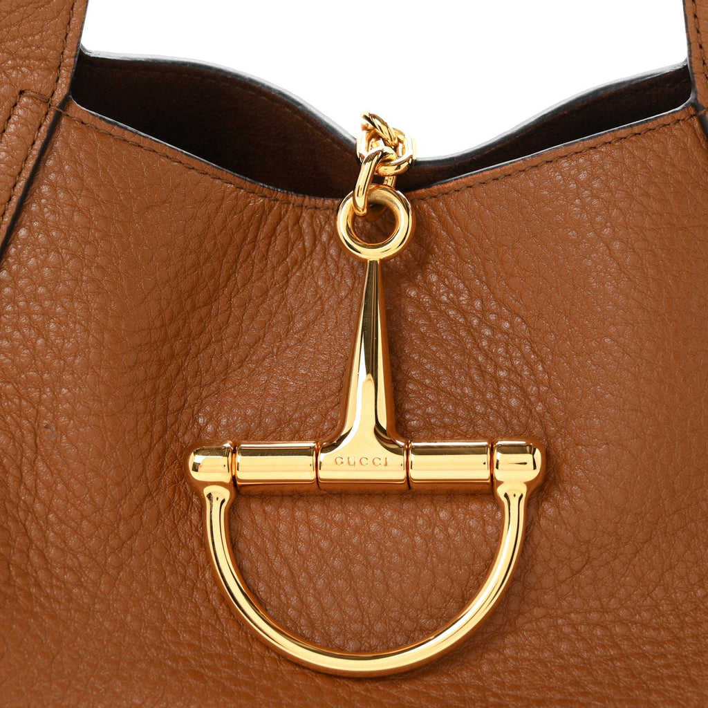 Grained Calfskin Softbit Medium Shoulder Bag Brown