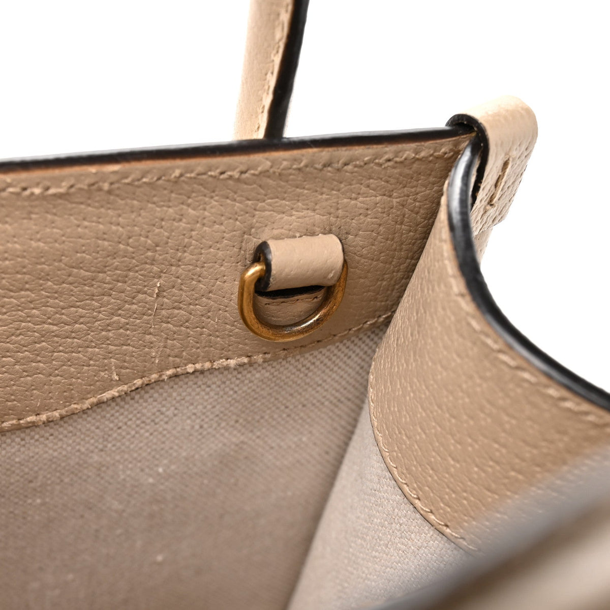 GG Supreme Monogram Textured Dollar Calfskin Mini Retro Interlocking G Tote Bag Beige Mystic White Oatmeal