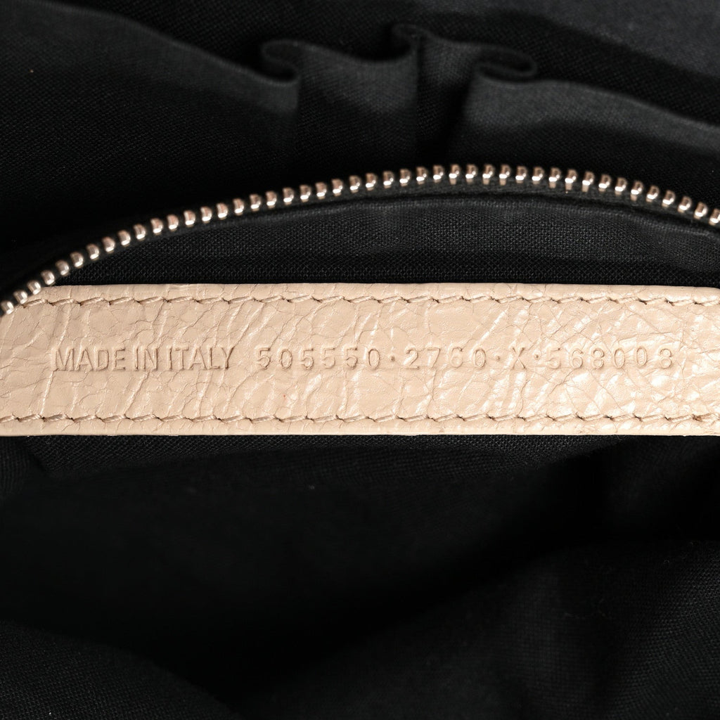 Agneau Classic Silver Hardware City Logo Strap Light Beige Black