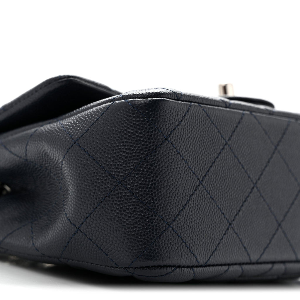 Caviar Quilted Mini Rectangular Flap Navy