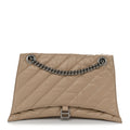 Crushed Calfskin Quilted Large Crush Chain Bag Nude