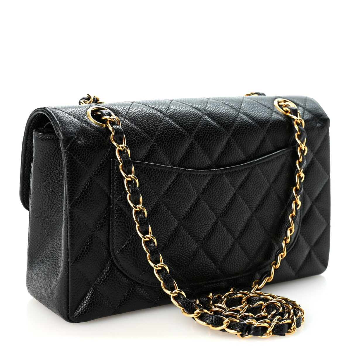 Caviar Quilted Small Double Flap Black