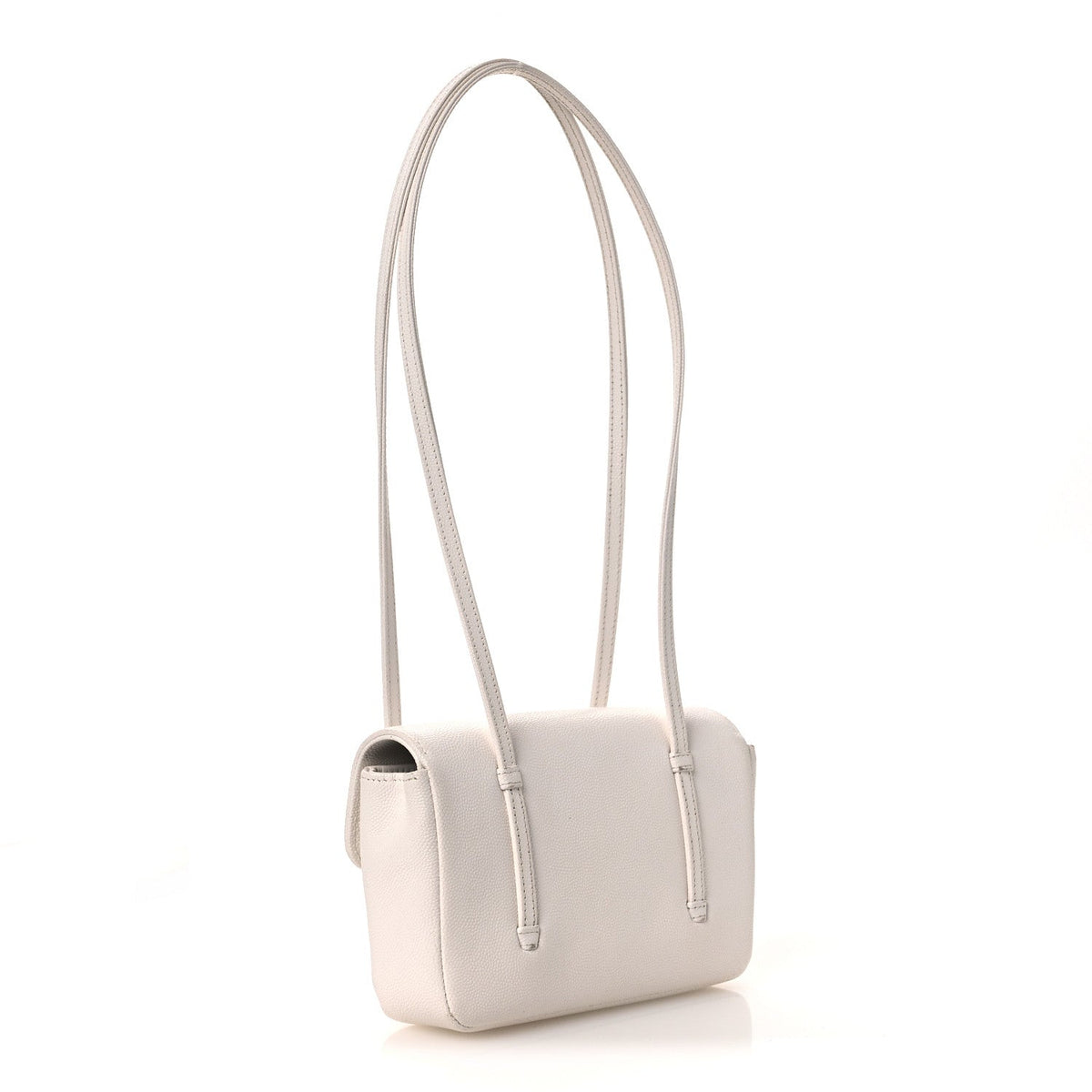 Shiny Caviar Mini Preppy Coco Shoulder Bag White