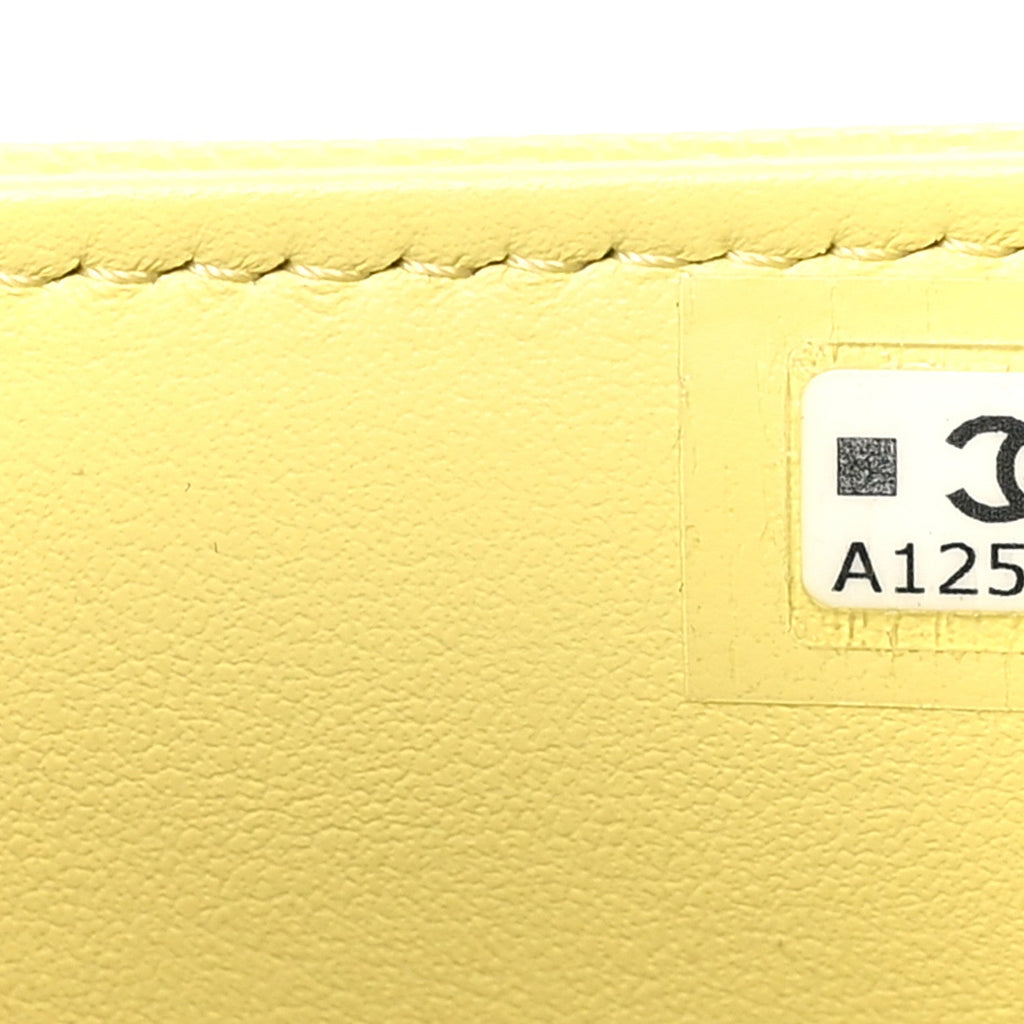 Shiny Caviar Mini Preppy Coco Shoulder Bag Light Yellow