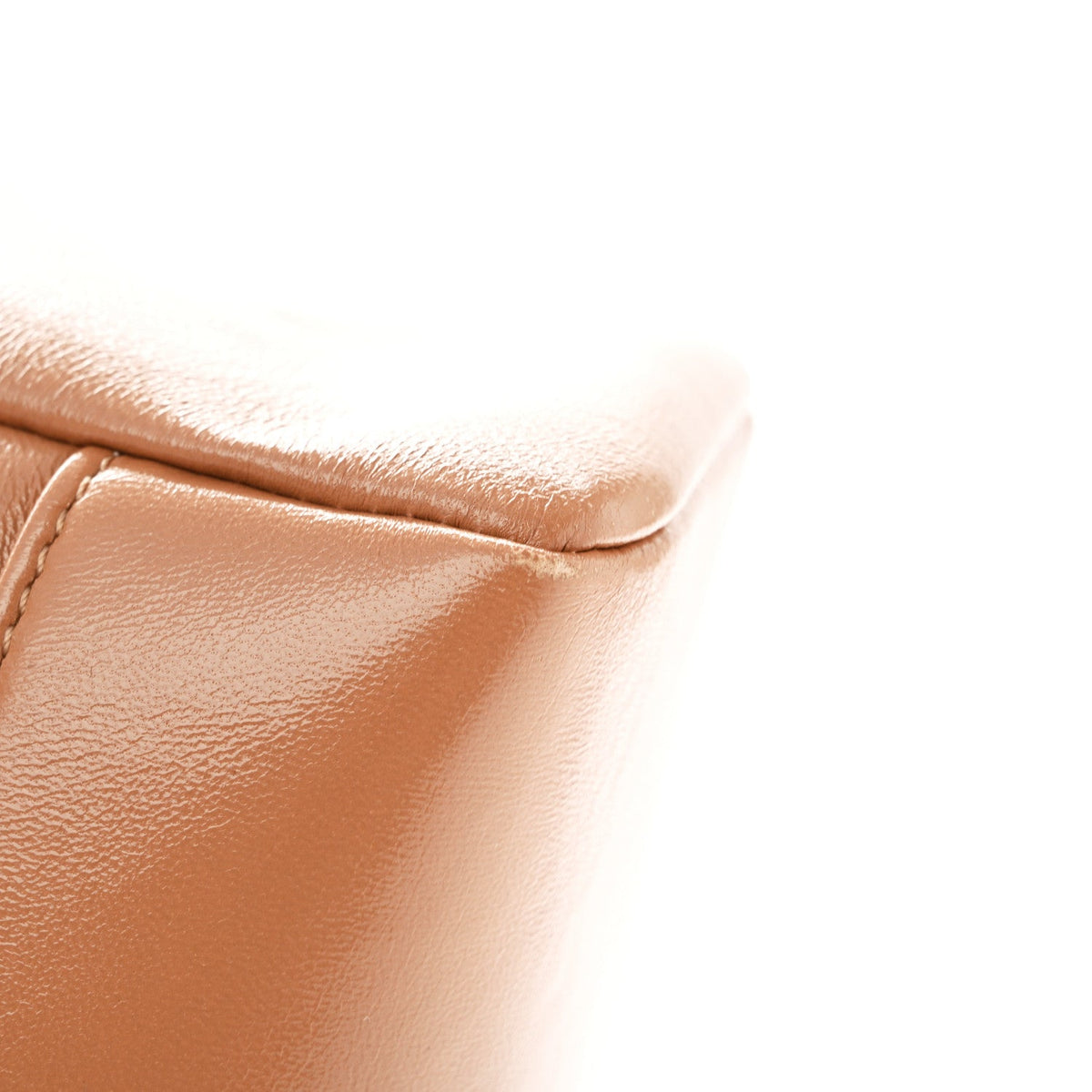 Shiny Crumpled Calfskin Quilted 31 Shopping Bag Dark Beige